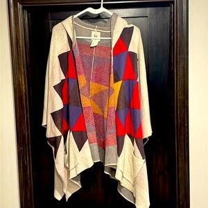 Billabong Geometric Print Hooded Knit Cardigan Sweater Size Small S